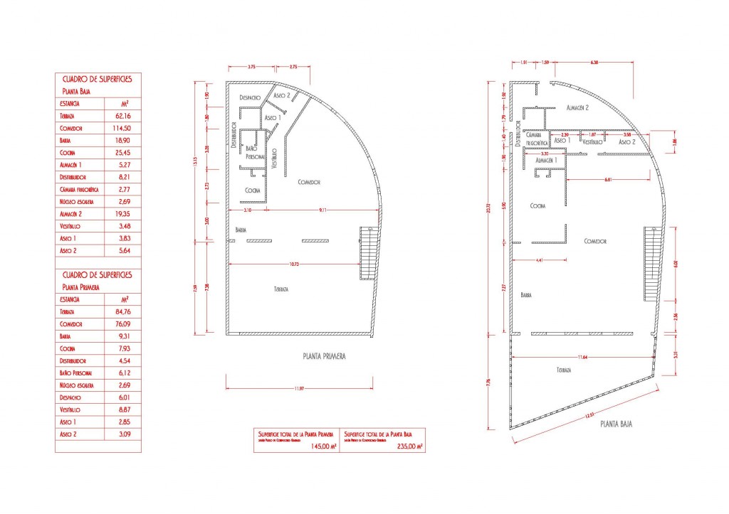 Plano en Planta. Distribución y Superficies