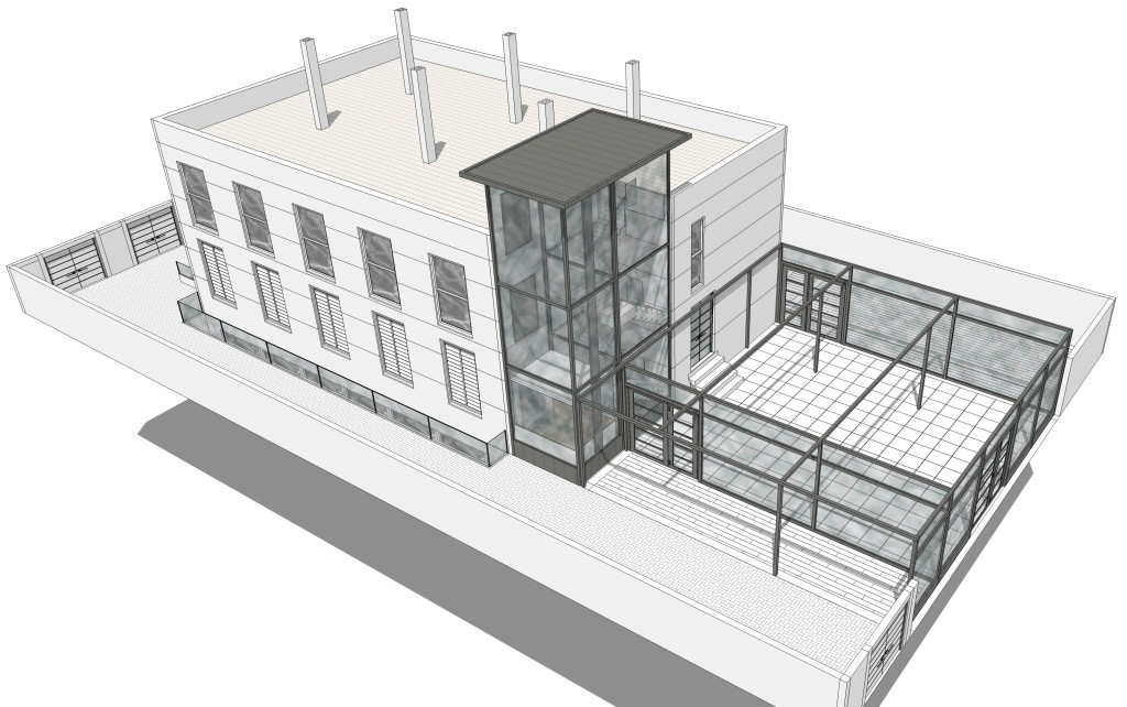 Simulación Estado Reformado: Nuevo núcleo de escalera y ascensor.