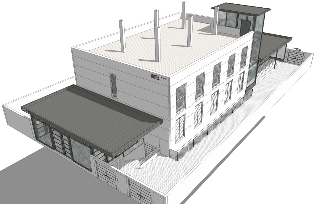 Simulación Estado Reformado: Nuevas áreas de vestíbulo y restauración.