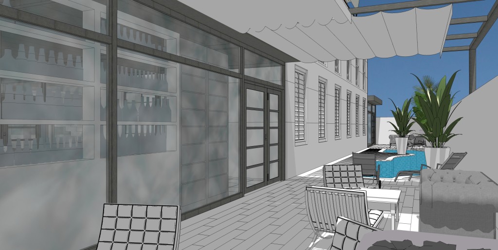 Simulación Estado Reformado: Corredor lateral piscina.