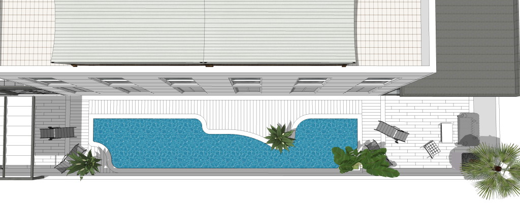 Simulación Estado Reformado: Corredor lateral piscina.