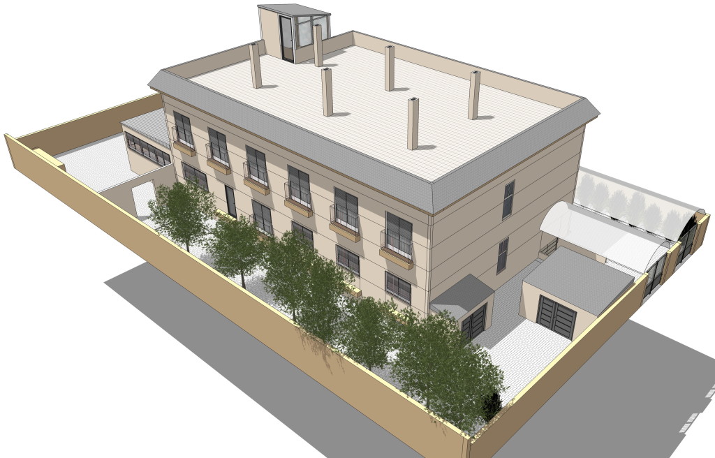 Simulación Estado Actual de la parcela y el edificio.