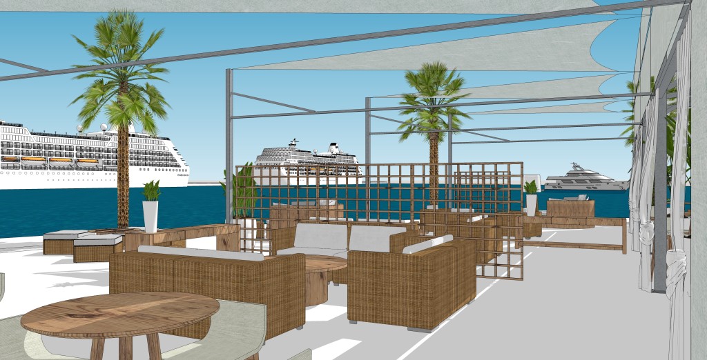 Simulación 3D: Mirador-Terraza del edificio reformado.